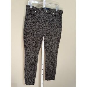 Gap Sky High Rise Vintage Slim Jeans Gray Leopard Print 14/32R Rock Chic Y2K